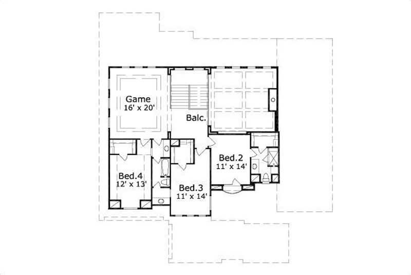 HOME PLAN NUMBER 41118 SECOND STORY FLOOR PLAN