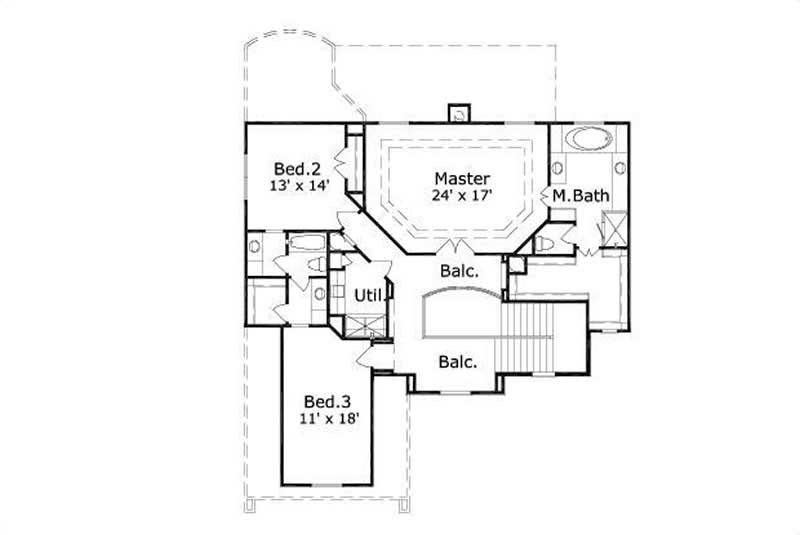 HOME PLAN NUMBER 41035-2 SECOND STORY FLOOR PLAN