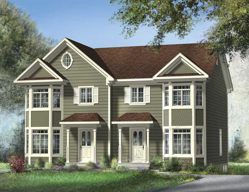 3-Bedroom, 1228 Sq Ft Multi-Unit House Plan - 157-1003 - Front Exterior