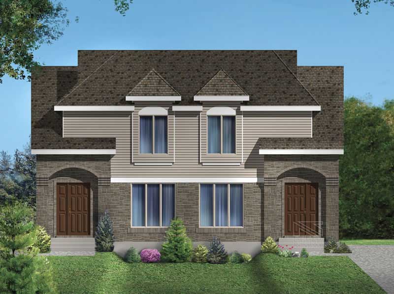 3-Bedroom, 1080 Sq Ft Multi-Unit Home Plan - 157-1008 - Main Exterior