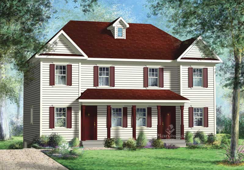 3-Bedroom, 1234 Sq Ft Multi-Unit House Plan - 157-1012 - Front Exterior