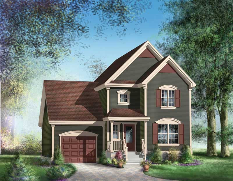 3-Bedroom, 1486 Sq Ft Multi-Level House Plan - 157-1068 - Front Exterior