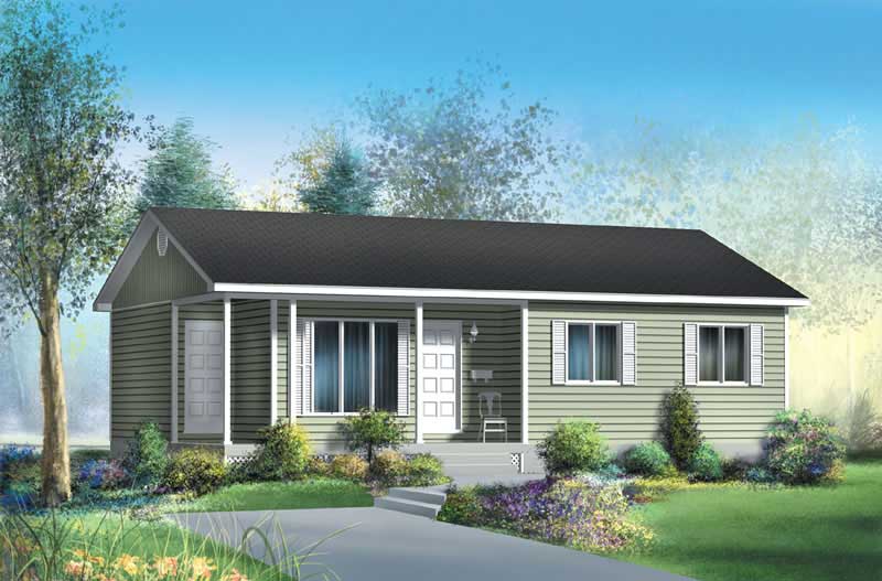 3-Bedroom, 941 Sq Ft Country House Plan - 157-1069 - Front Exterior
