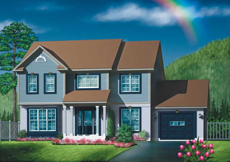 3-Bedroom, 2080 Sq Ft Colonial House Plan - 157-1199 - Front Exterior