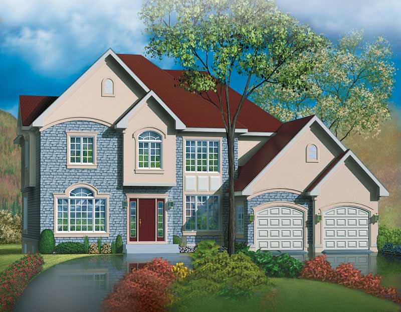 4-Bedroom, 2638 Sq Ft European House Plan - 157-1223 - Front Exterior