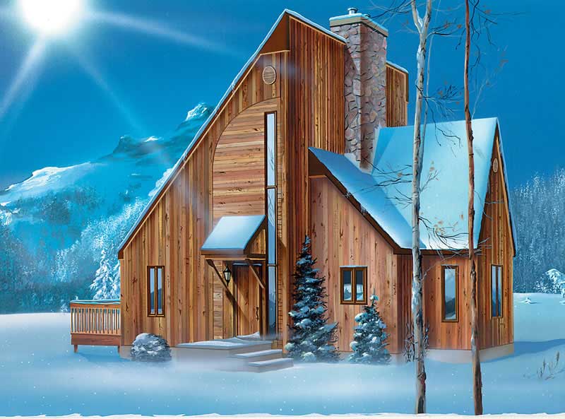 1-Bedroom, 1092 Sq Ft Log Cabin Home Plan - 157-1295 - Main Exterior