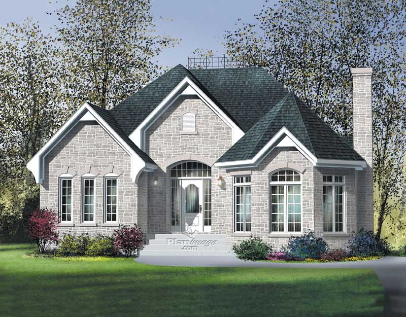 3-Bedroom, 1602 Sq Ft European House Plan - 157-1361 - Front Exterior