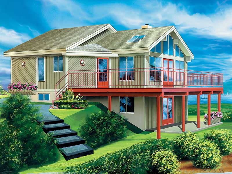 3-Bedroom, 971 Sq Ft Country Home Plan - 157-1418 - Main Exterior