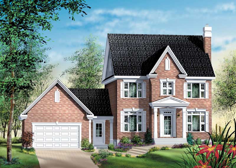 3-Bedroom, 2393 Sq Ft Colonial House Plan - 157-1464 - Front Exterior