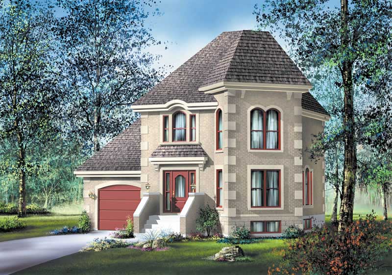 3-Bedroom, 1472 Sq Ft European House Plan - 157-1485 - Front Exterior