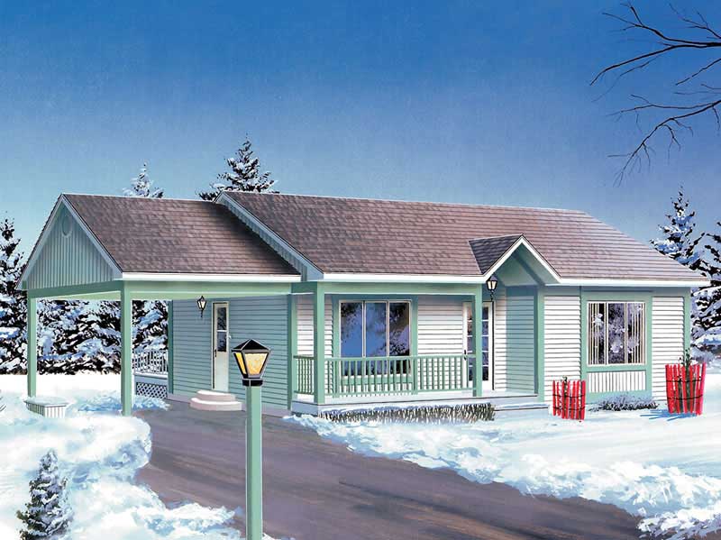 2-Bedroom, 946 Sq Ft Country House Plan - 157-1521 - Front Exterior