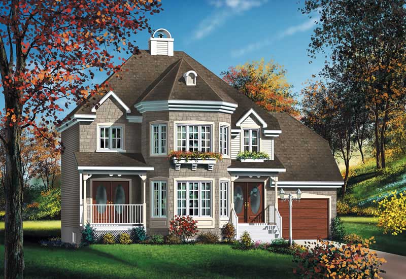4-Bedroom, 1730 Sq Ft European Home Plan - 157-1595 - Main Exterior