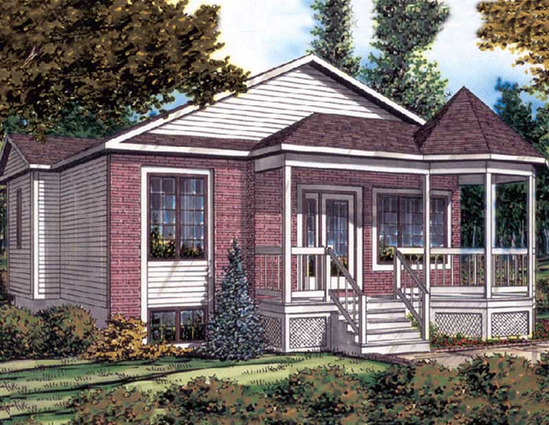 2-Bedroom, 844 Sq Ft Bungalow Home Plan - 158-1016 - Main Exterior