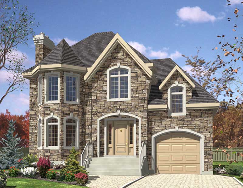 3-Bedroom, 1512 Sq Ft European House Plan - 158-1099 - Front Exterior