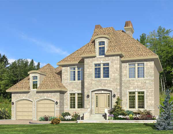 4-Bedroom, 1992 Sq Ft European House Plan - 158-1173 - Front Exterior