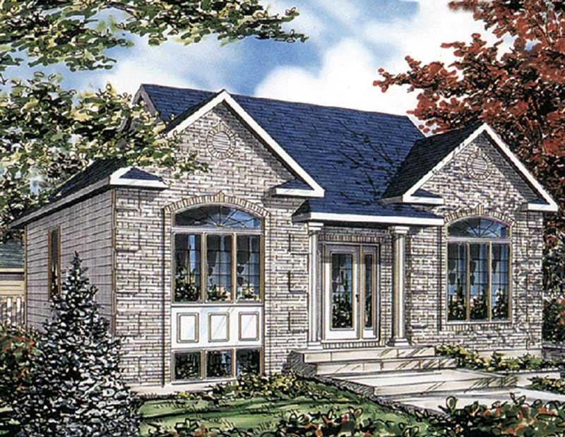 3-Bedroom, 1040 Sq Ft Bungalow House Plan - 158-1215 - Front Exterior