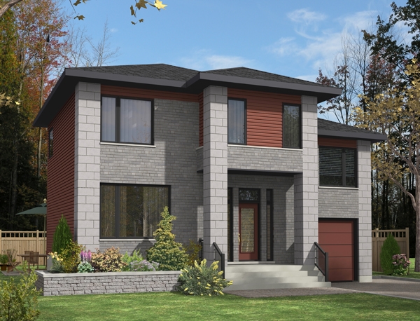3-Bedroom, 1406 Sq Ft Contemporary Home Plan - 158-1278 - Main Exterior