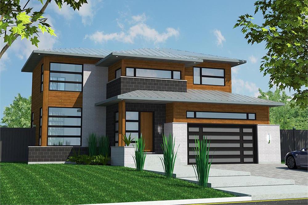 3-Bedroom, 2181 Sq Ft Contemporary House Plan - 158-1312 - Front Exterior