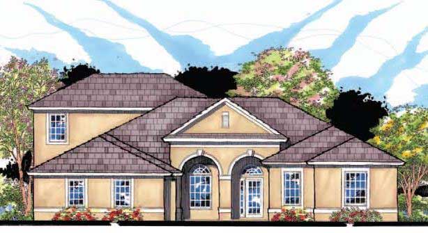 4-Bedroom, 3416 Sq Ft Mediterranean House Plan - 159-1046 - Front Exterior