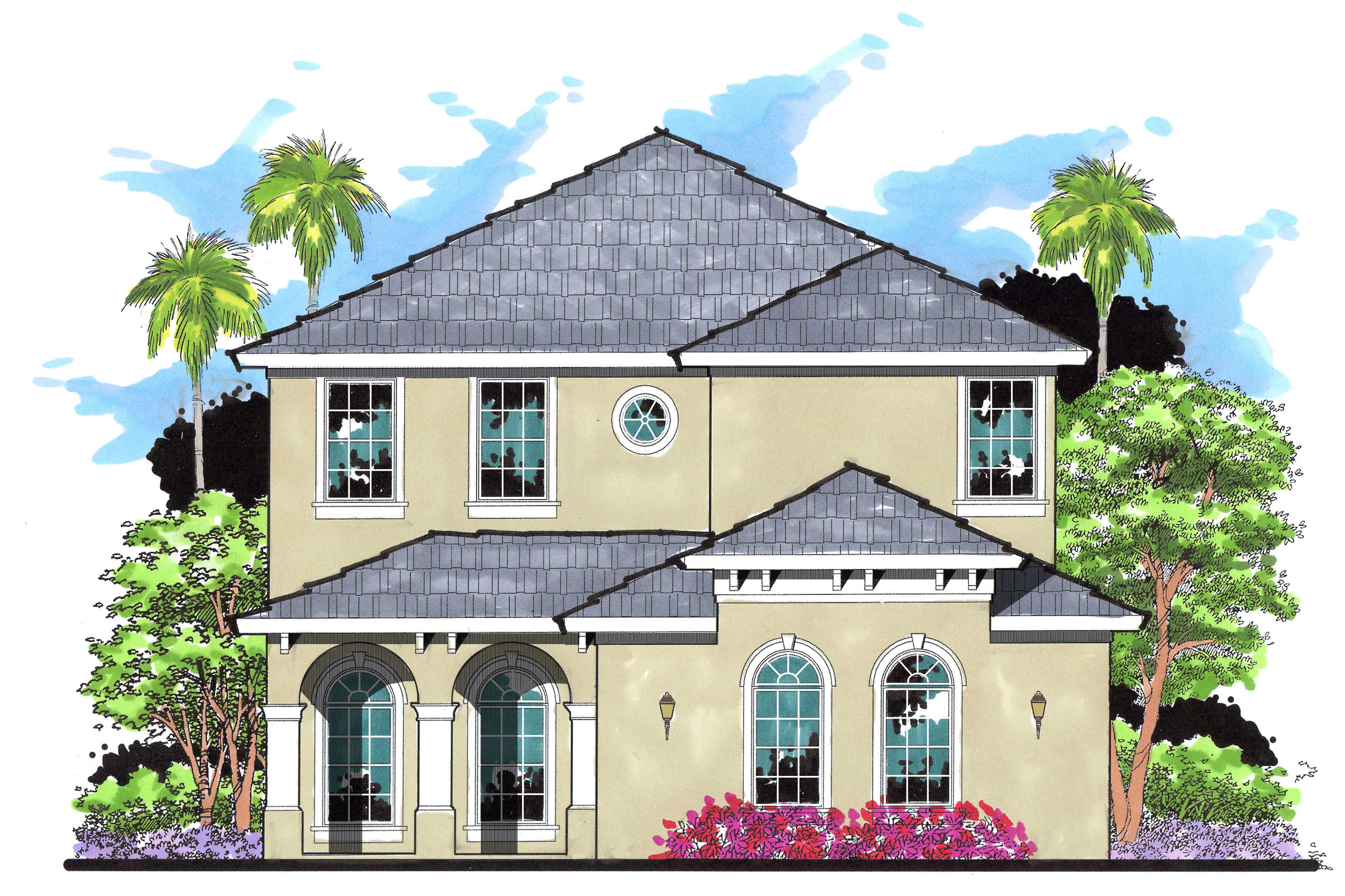 4-Bedroom, 2611 Sq Ft Mediterranean House Plan - 159-1068 - Front Exterior