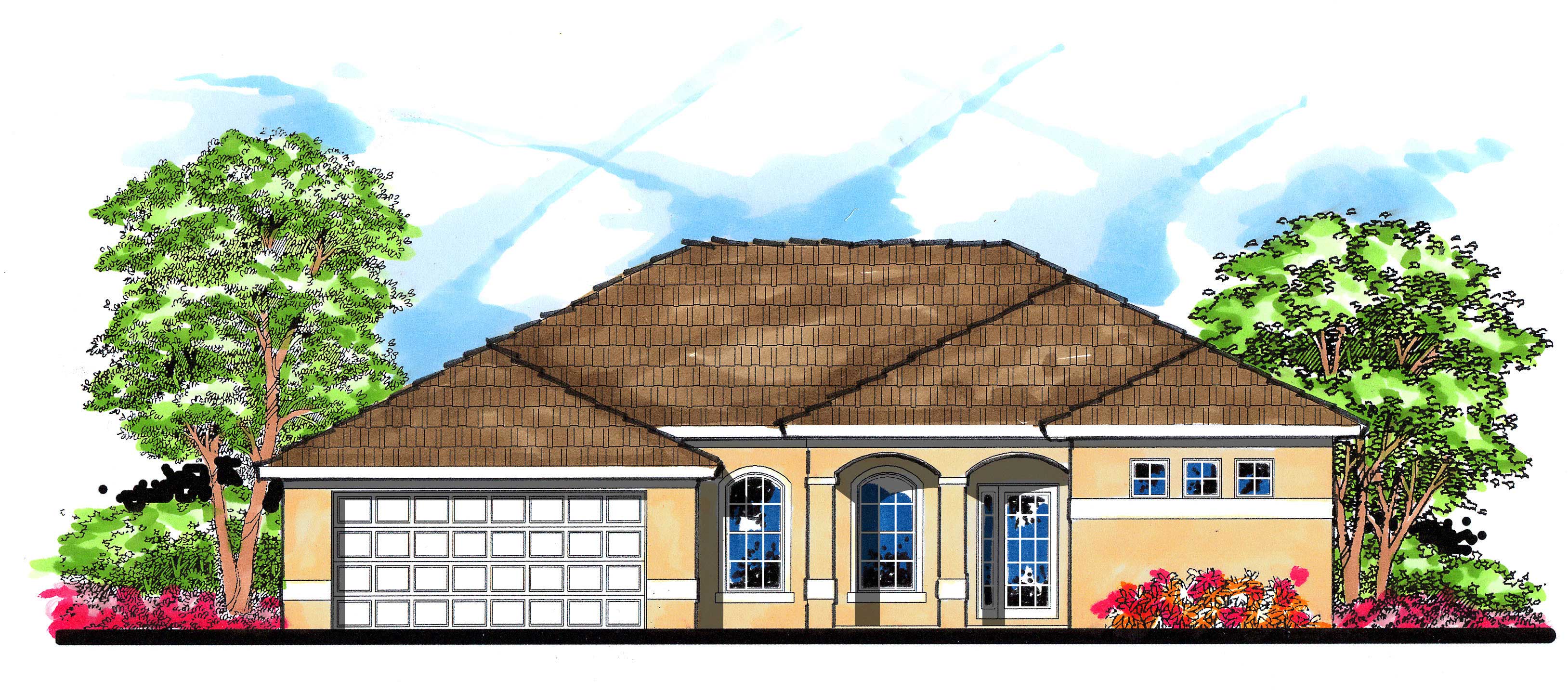 4-Bedroom, 2072 Sq Ft Mediterranean Home Plan - 159-1081 - Main Exterior