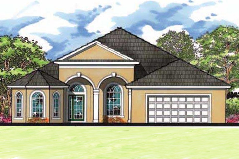 4-Bedroom, 2491 Sq Ft Mediterranean House Plan - 159-1099 - Front Exterior