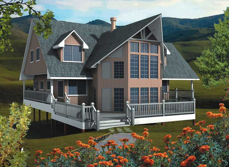 6-Bedroom, 2682 Sq Ft Log Cabin House Plan - 160-1004 - Front Exterior