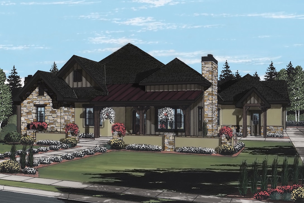 2-Bedroom, 2571 Sq Ft European House Plan - 161-1093 - Front Exterior