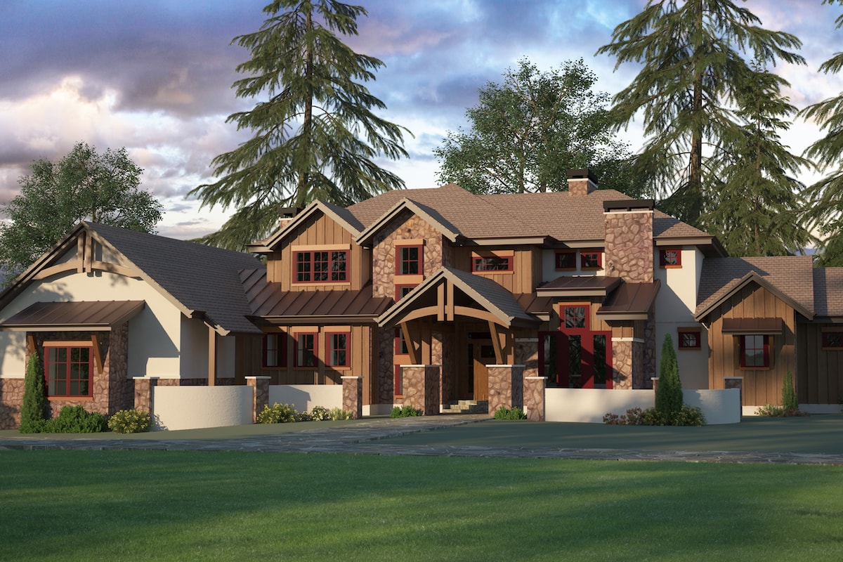 3-Bedroom, 3446 Sq Ft Country House Plan - 161-1095 - Front Exterior
