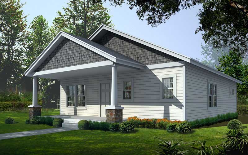 2-Bedroom, 1200 Sq Ft Bungalow Home Plan - 162-1015 - Main Exterior