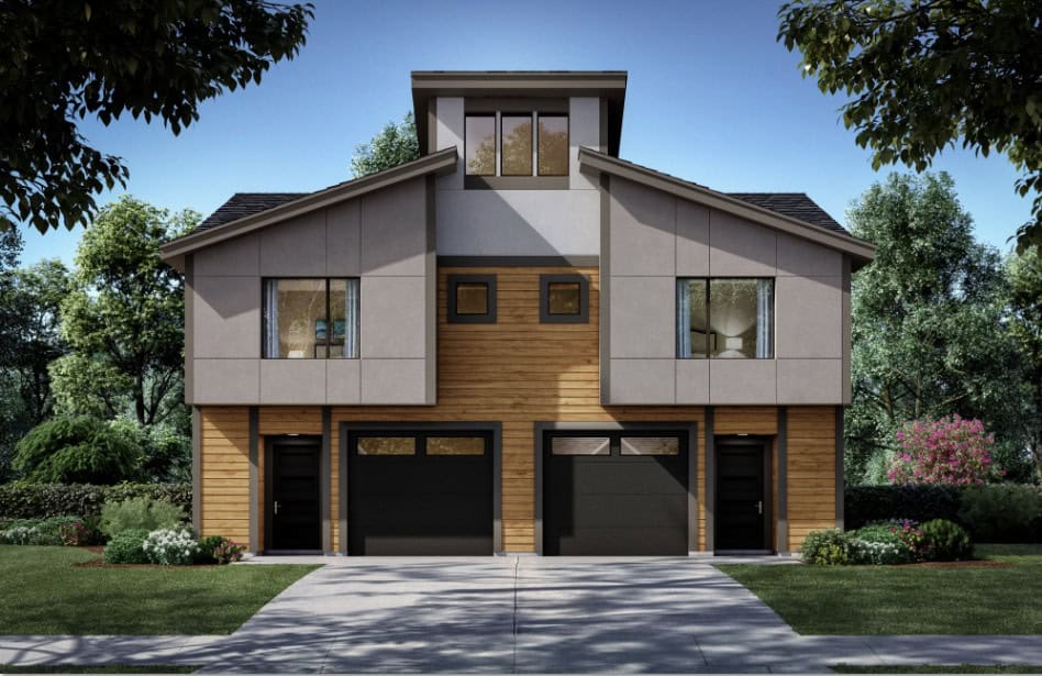 6-Bedroom, 2718 Sq Ft Contemporary Duplex Plan #162-1082 – Main Exterior