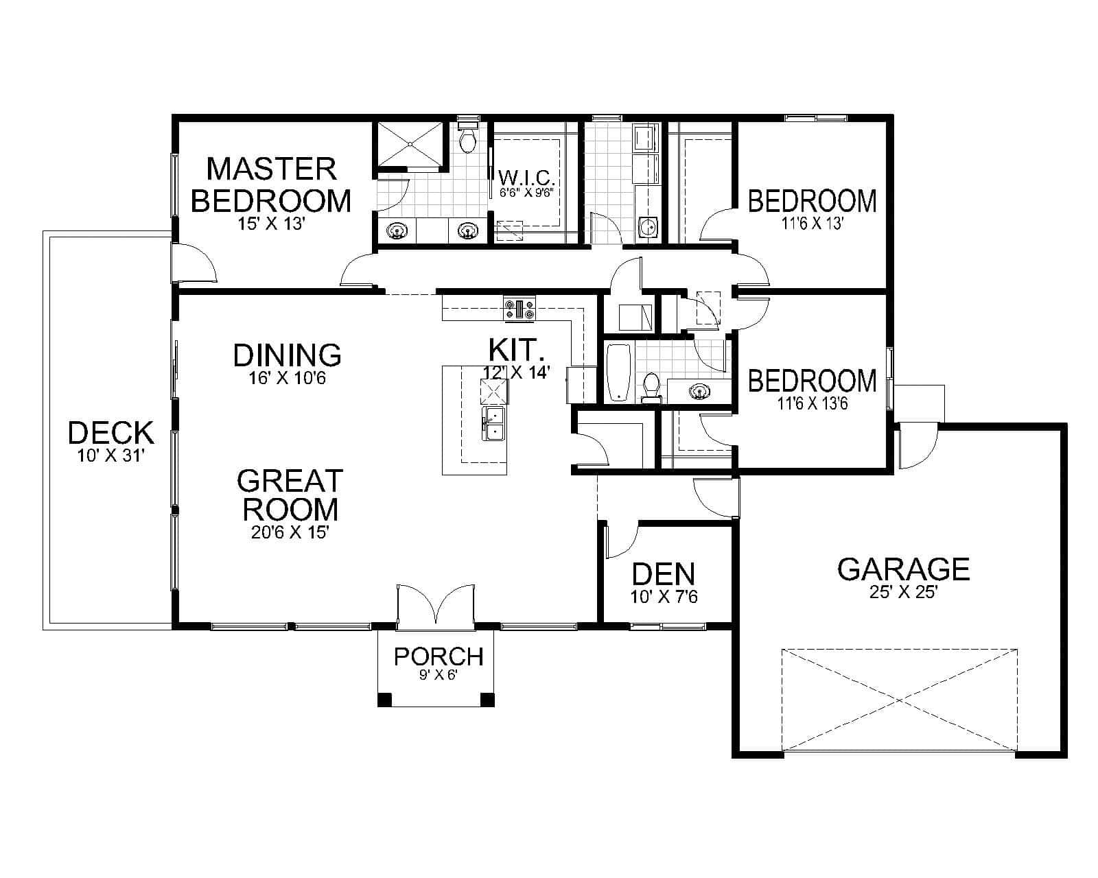 Mid-Century Modern Plan - 3 Bedrms, 2 Baths - 2096 Sq Ft - #162-1103