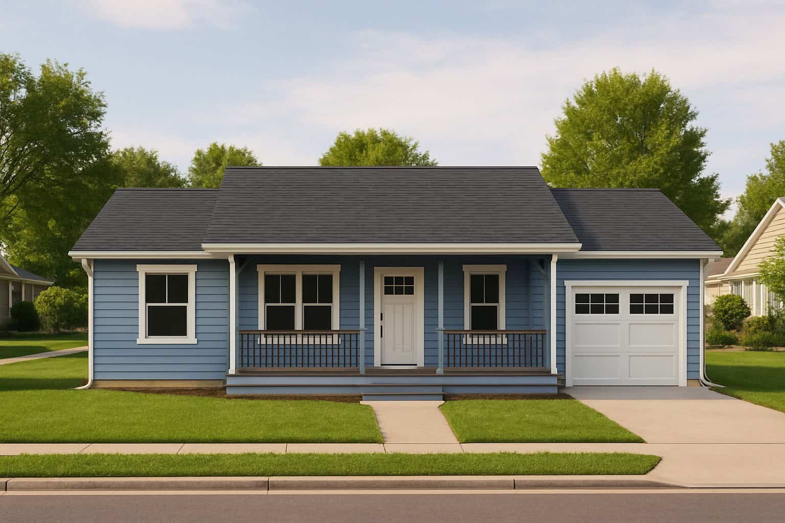 1-Bedroom Southern home with covered front porch, lap siding, and hip roof, 768 sq ft - Plan #162-1124