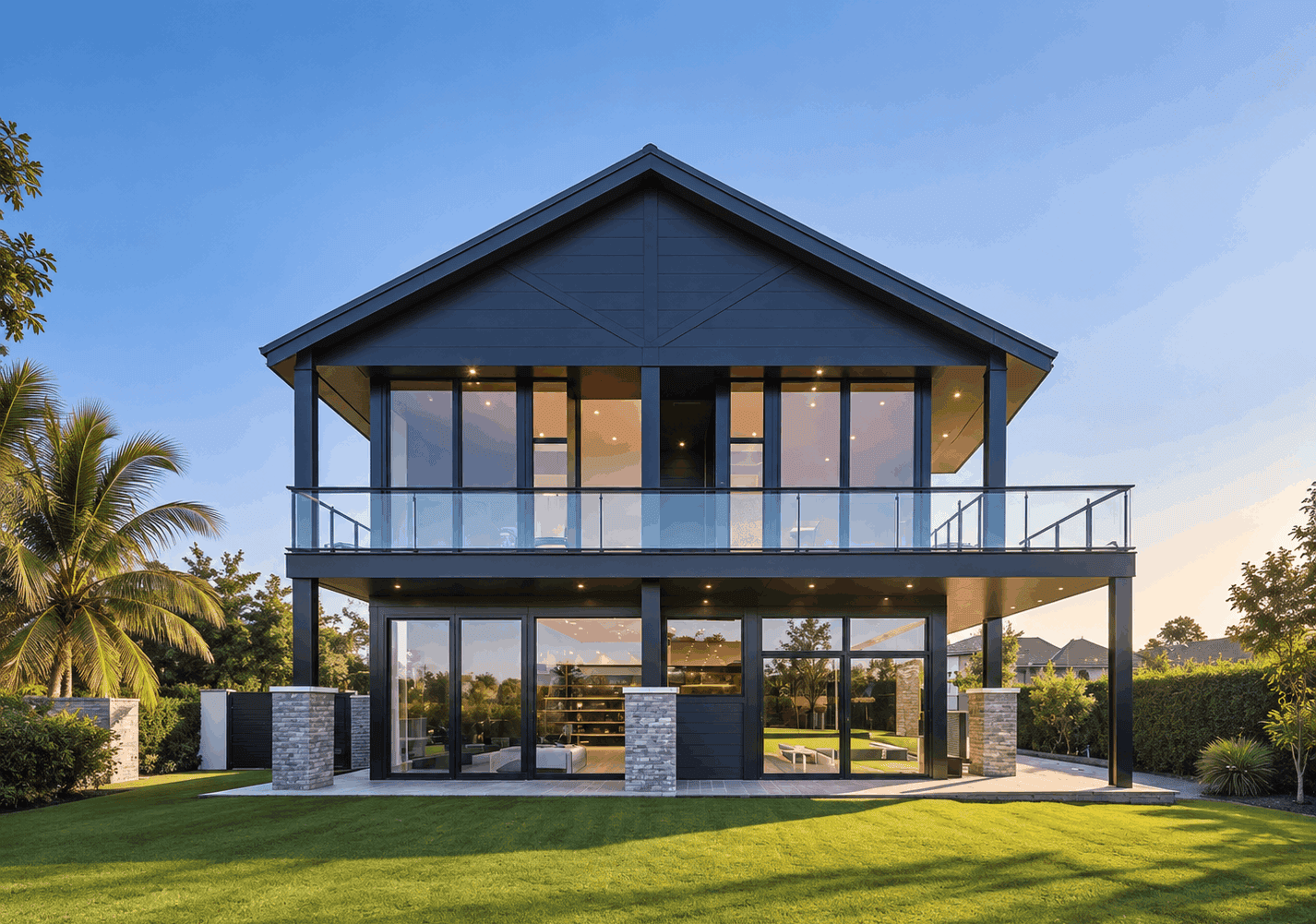 Single-story vacation home with gable roof, stone and lap siding exterior, covered front porch, and raised stone base detail. Plan #162-1139.
