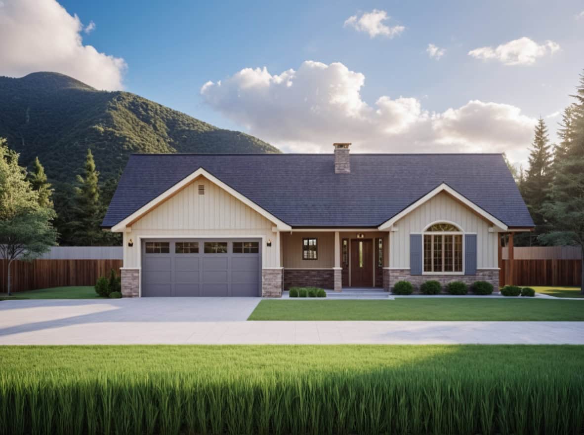 Traditional facade with stone and lap siding, covered front porch, gable roofline. 2 beds, 1,180 sq ft - Plan #162-1141.
