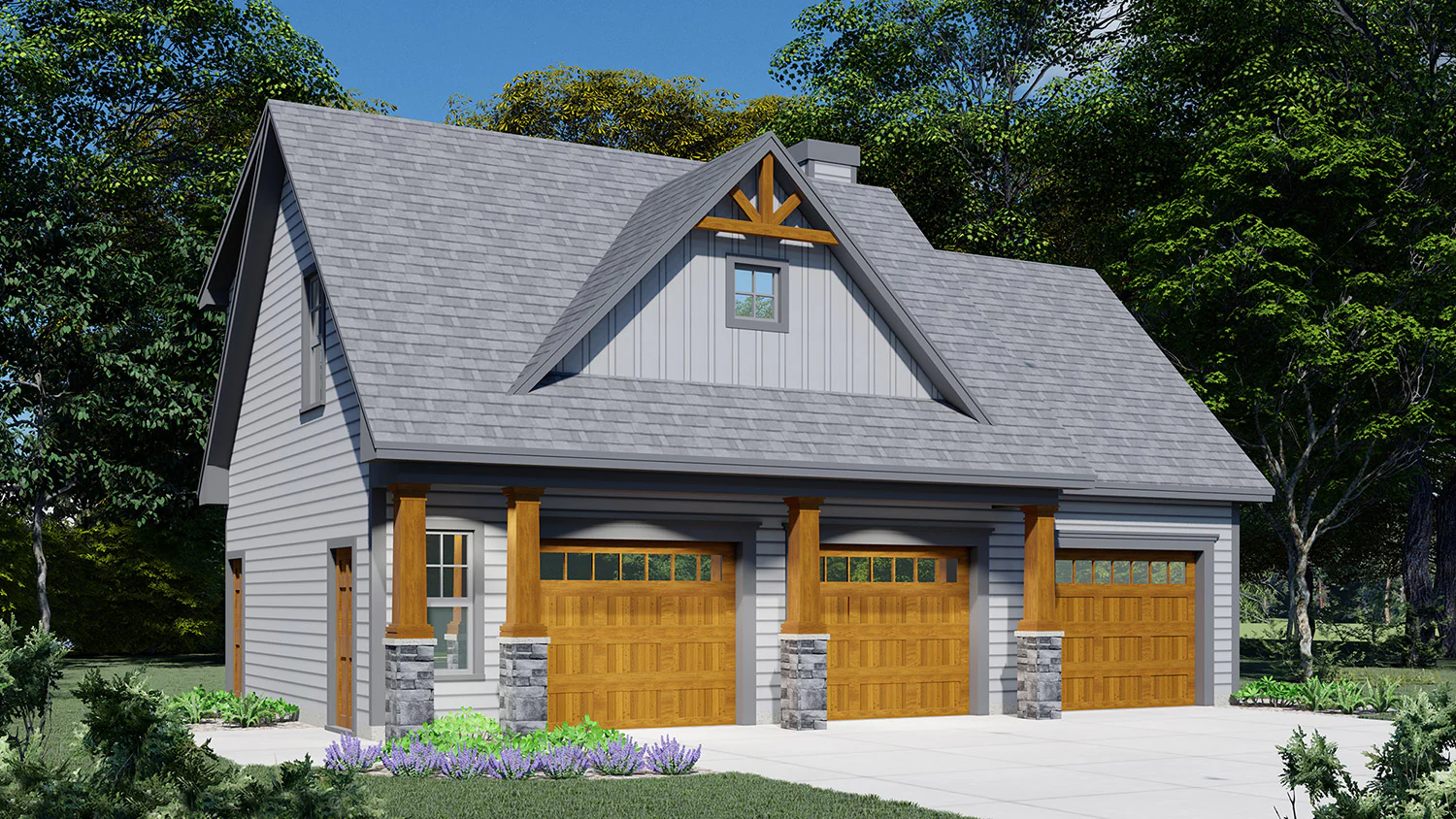 1-Bedroom, 796 Sq Ft Garage w/Apartments House Plan - 163-1040 - Front Exterior