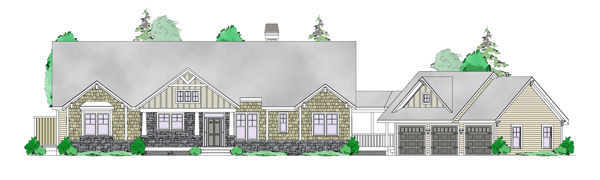 3-Bedroom, 2962 Sq Ft Craftsman Home Plan - 163-1066 - Main Exterior