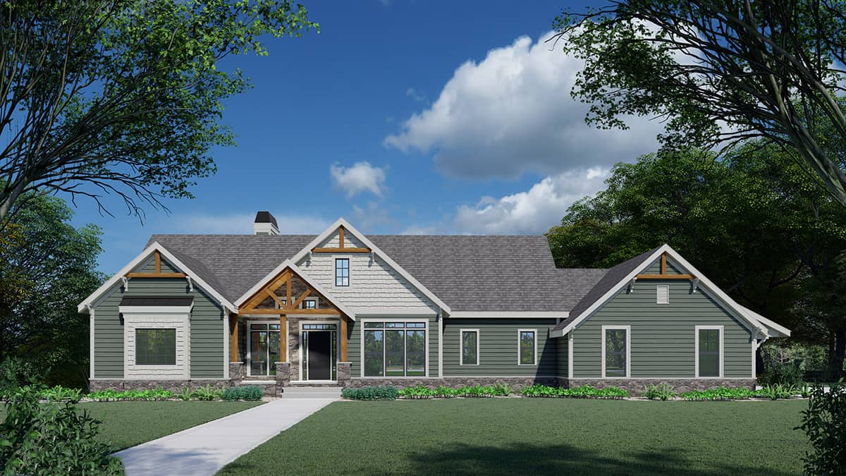 3-Bedroom, 3315 Sq Ft Craftsman House Plan - 163-1099 - Front Exterior