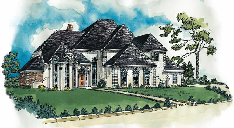 4-Bedroom, 3981 Sq Ft European House Plan - 164-1057 - Front Exterior