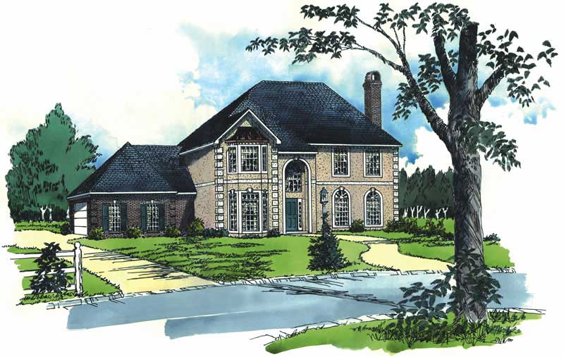 3-Bedroom, 2039 Sq Ft European House Plan - 164-1063 - Front Exterior