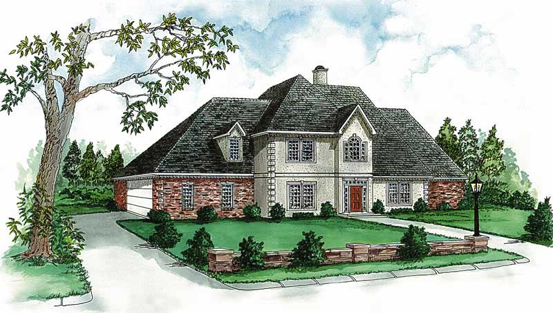 3-Bedroom, 1986 Sq Ft European House Plan - 164-1102 - Front Exterior