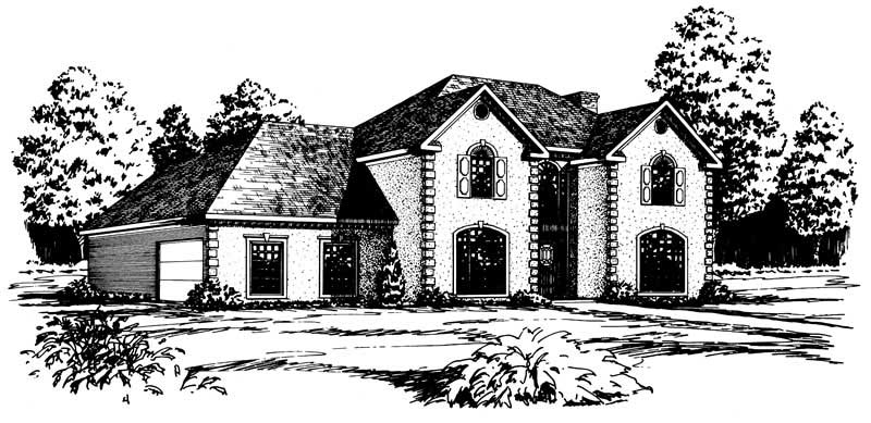 4-Bedroom, 2964 Sq Ft European House Plan - 164-1107 - Front Exterior