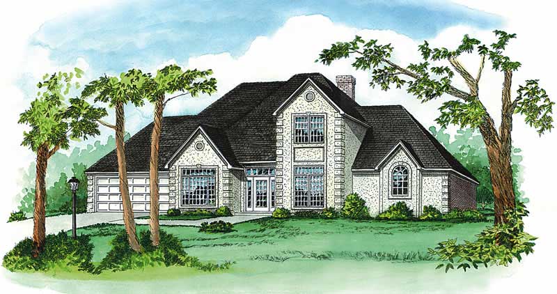 4-Bedroom, 2965 Sq Ft European House Plan - 164-1123 - Front Exterior