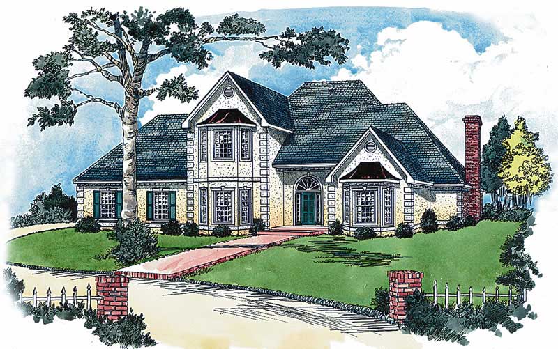 4-Bedroom, 3174 Sq Ft European House Plan - 164-1131 - Front Exterior