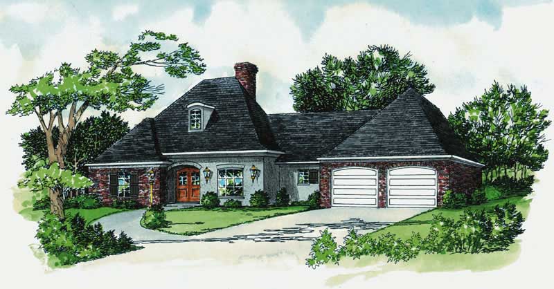 3-Bedroom, 1671 Sq Ft European House Plan - 164-1170 - Front Exterior