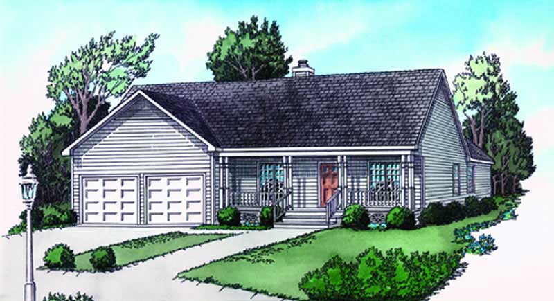 2-Bedroom, 1075 Sq Ft Country House Plan - 164-1188 - Front Exterior