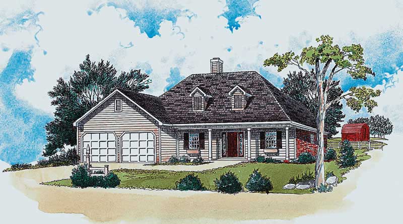 3-Bedroom, 1294 Sq Ft Country House Plan - 164-1198 - Front Exterior