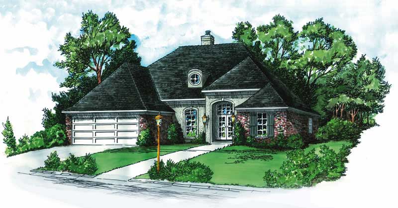 3-Bedroom, 1324 Sq Ft European House Plan - 164-1207 - Front Exterior