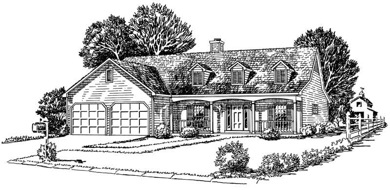 3-Bedroom, 1355 Sq Ft Cape Cod House Plan - 164-1217 - Front Exterior