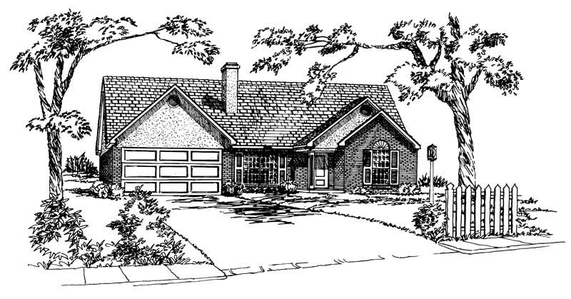 3-Bedroom, 1408 Sq Ft Country House Plan - 164-1220 - Front Exterior